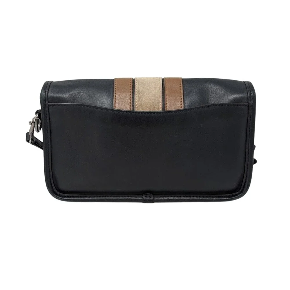 Coach Penny 75th Anniversary Stripe Crossbody Bag‎ Black Brown Limited Edition
